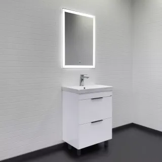 Тумба-умывальник Comforty Кама-60Н белый глянец с раковиной Comforty CF19696BX-60