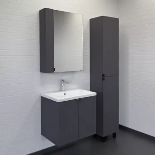 Тумба-умывальник Comforty Лима-60П антрацит с раковиной Como 60