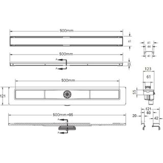 Душевой лоток Berges Wasserhaus B1 Keramik 090016 50 Матовый хром
