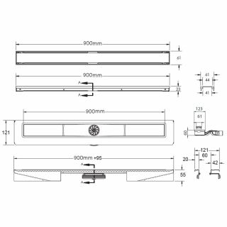 Душевой лоток Berges Wasserhaus B1 Keramik 091120 90 Хром глянец