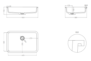 Встраиваемая раковина Salini Marea 09 S-Stone 1802209MRF 55см RAL