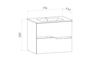 Тумба Runo Палермо 80 подвесная под умывальник Teffy 80 (00-00004084)