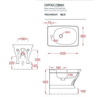 Биде Artceram Civitas CIB001 03 00 черное