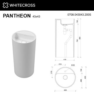 Напольная раковина WHITECROSS Pantheon 0708.043043.200S 43 см белый матовый