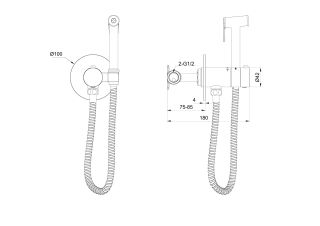 Гигиенический душ со смесителем Wonzon & Woghand WW-88829909-BGM с термостатом тёмный графит