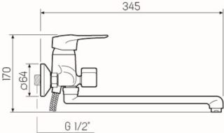 Смеситель для ванны с душем РМС SL55-006E хром