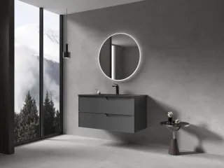 Подвесная тумба с раковиной Parly Spa Rhea100 чёрный матовый