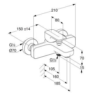Смеситель для ванны Kludi Renon 426913975 чёрный матовый