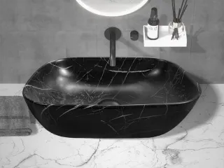 Раковина накладная Ceruttispa CR8215MMB 45см чёрный мрамор матовый