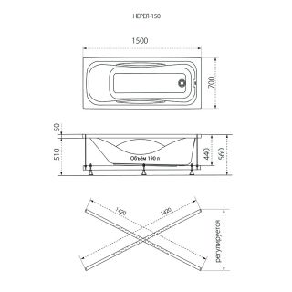 Акриловая ванна Triton Оптима Щ0000051431 150x70 см белый