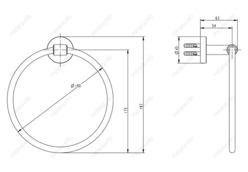 Полотенцедержатель кольцо Melana MLN-861009 сатин