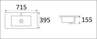 Раковина  CeramaLux 9393-70 белая 71.5 см