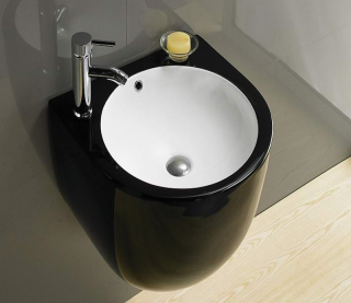 Раковина  CeramaLux 500FBW черный 49 см