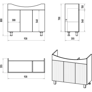 Напольная тумба под раковину Misty Изео Э-Изе01070-021Н 92.8 см белый