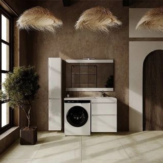 Тумба подвесная Style Line Даллас Леон 120 Люкс Plus СС-00002440 под раковину для стиральной машины белый