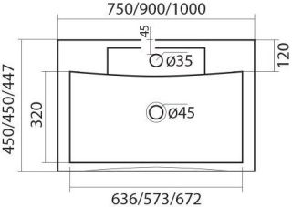 Раковина из искусственного мрамора Art&Max 75см AM-LAV-750-MR-FP