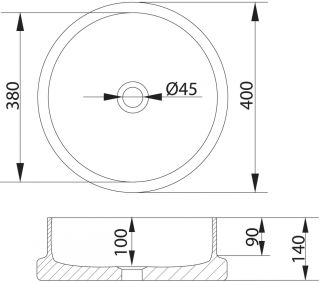 Раковина Montebianco Colosseus Tre 11053 40см grigio