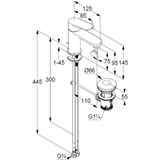 Смеситель для раковины Kludi X1 322763975 чёрный матовый