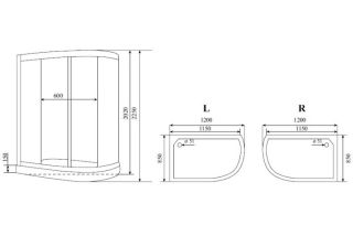 Душевая кабина Timo Standart T-5502L Г/М 120x85см