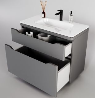 Тумба под раковину Style Line Марелла 90 Люкс Plus СС-00002418 серый матовый