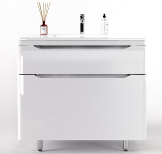 Тумба под раковину Style Line Марелла 90 Люкс Plus СС-00002417 белый глянец