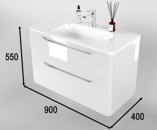 Тумба под раковину Style Line Марелла 90 Люкс Plus СС-00002414 белый глянец