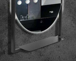 Зеркало Armadi Art Vallessi с подсветкой и полкой антрацит 80см 550/2