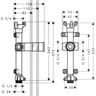 Скрытая часть излива с ливневым потоком, " Hansgrohe 10941180