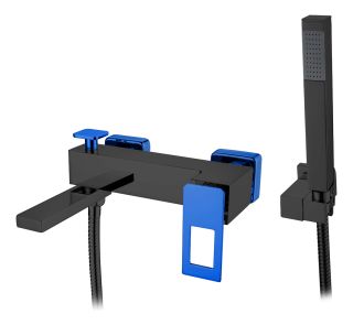 Смеситель для ванны Boheme Q чёрный/синий 143-BUV