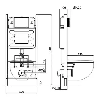 Инсталляция Jacob Delafon EDR103-CP с безободковым унитазом Odeon Rive Gauche сиденье с микролифтом клавиша смыва хром