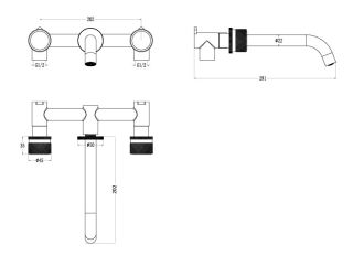 Встраиваемый смеситель для раковины Boheme Stick Linea 152-2-B.3 чёрный