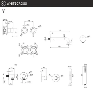 Смеситель встраиваемый  WHITECROSS YSET1240GLB золото брашированное