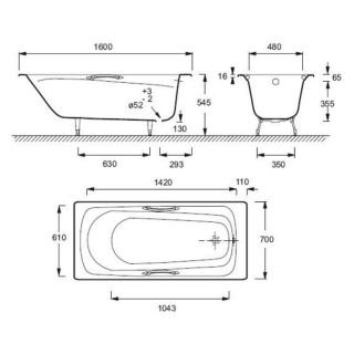 Чугунная ванна  Jacob Delafon  SOISSONS E2931-00 160 x 70