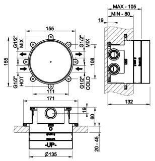 Скрытая часть термостатического смесителя Gessi HI-FI Comfort 38267.031
