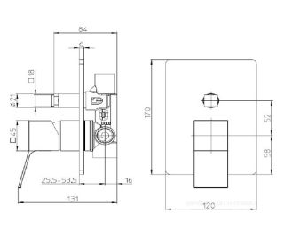 Встраиваемый смеситель для ванны и душа Bossini Aki Z00740.073 чёрный матовый