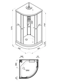 Душевая кабина Triton Топ Щ0000064609 90x90 см профиль чёрный стекло тонированное