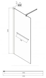 Душевая перегородка Ambassador Walk-in 15031234 110см чёрный/прозрачное