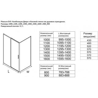 Душевой уголок Aquanet Pleasure Evo AE65-140x90-BT 324140 140x90 см профиль чёрный матовый стекло прозрачное