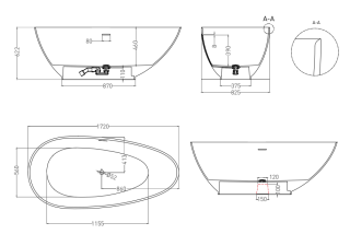 Ванна из искусственного камня Salini Paola S-Sense 101512G 172x82см белый глянцевый