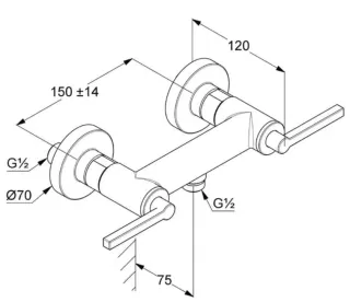 Смеситель для ванны с душем Kludi Nova Fonte Puristic 20540N215 сталь оружейная брашированная