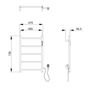 Полотенцесушитель электрический Wonzon & Woghand Bonn WW-AL405-GM 47x73 см тёмный графит