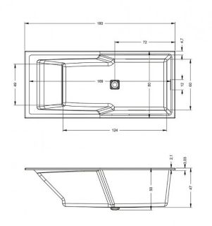 Акриловая ванна Riho Still Shower B103001005 180х80см белый