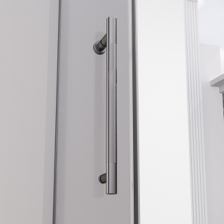 Душевая дверь распашная Veconi Premium Alassio GR, 1500х2000, брашированный графит, стекло прозрачное осветленное