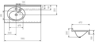 Раковина подвесная Акватон Отель левая 120см белый 1A70093NOT01L