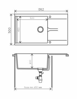 Мойка кухонная Polygran GALS-862 белый хлопок 473356