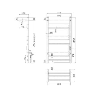 Полотенцесушитель электрический Indigo Line Trinity LСLTE80-50PGFMRt с полкой 80x50 см графит металлик