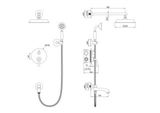 Душевой комплект Wonzon & Woghand Steam WW-88939008-BG брашированное золото
