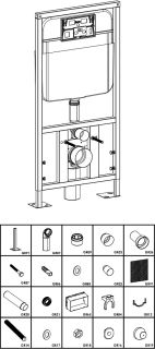 Комплект SantiLine SL-5007+SL-01 безободковый белый унитаз с сиденьем микролифт и инсталляция с клавишей смыва хром квадрат