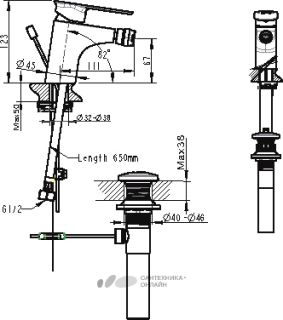 Смеситель Bravat Gina F365104C-ENG для биде