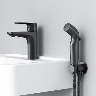 Смеситель для раковины Am.Pm Gem F90A03022 c гигиеническим душем черный